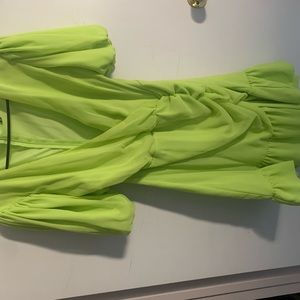 Plus Size Misguided Lime Faux Wrap Dress